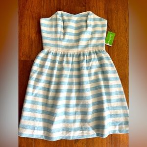 NWT Lilly Pulitzer Peyton Dress Flutter Blue Lurex Boucle Stripe Sz Retail $348